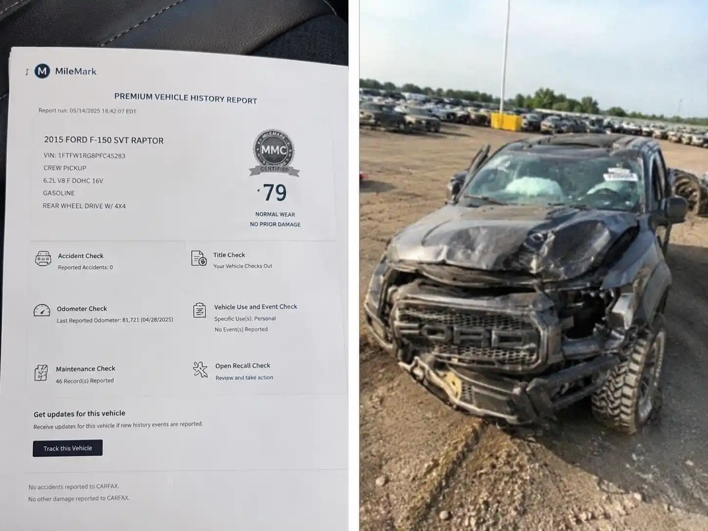 Đối chiếu mã VIN với lịch sử đấu giá xe Ford Raptor
