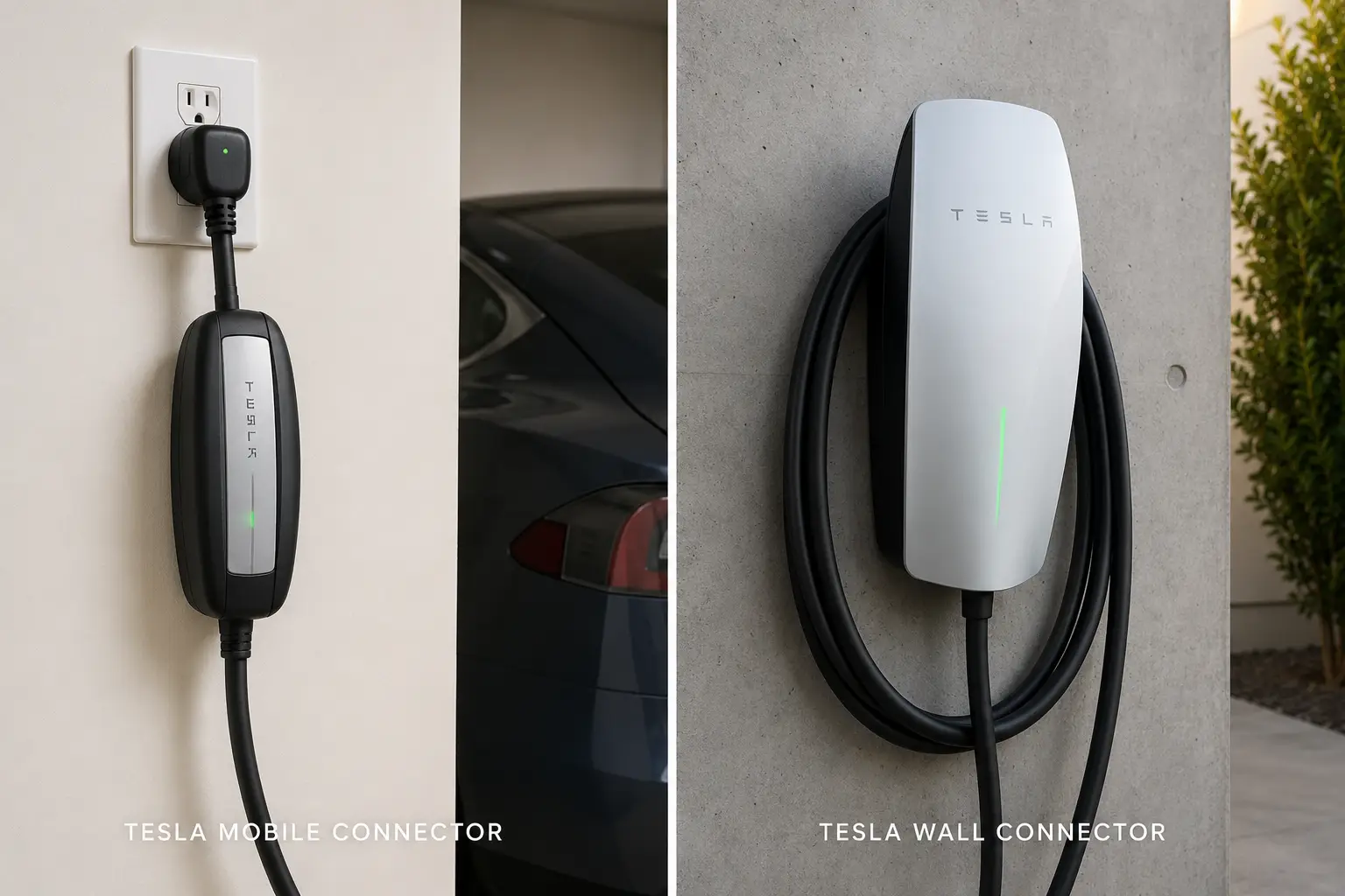 So sánh sạc di động và sạc treo tường Wall Connector của Tesla